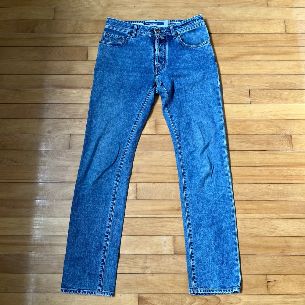 Jacob Cohen Luxury Denim Mens 32x32 Blue Medium Wash Straight Leg Jeans Italy